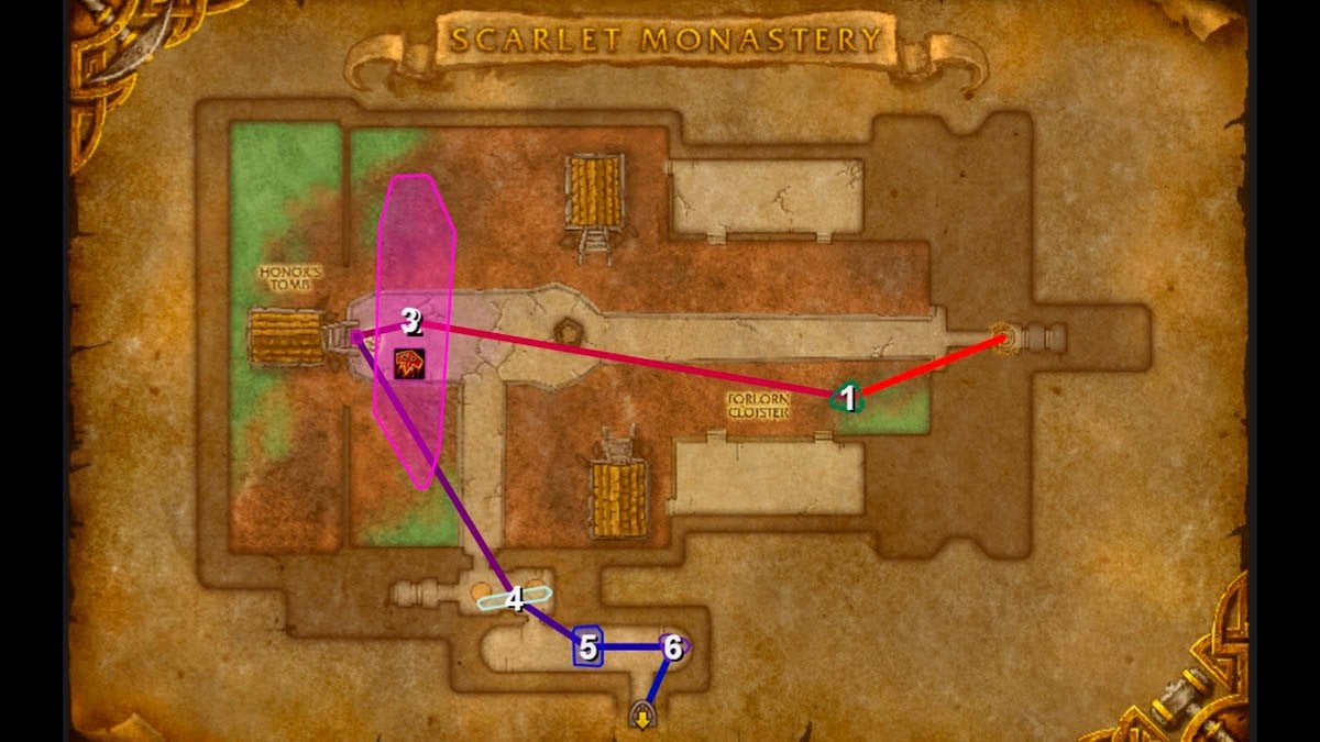 Scarlet Monastery route for Challenge Mode in Mists of Pandaria Classic.