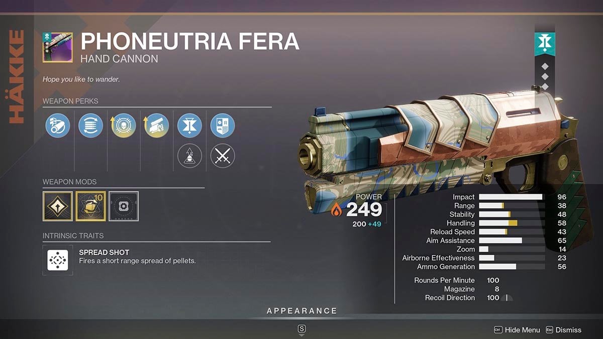 Phoneutria Fera Iron Banner weapon Ash and Iron.