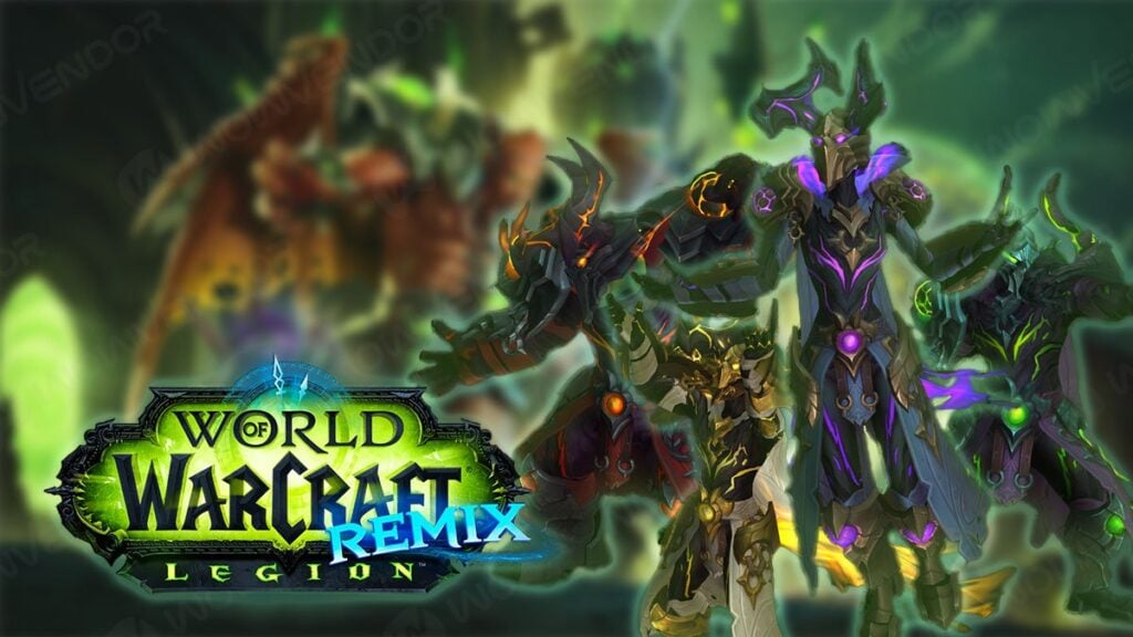 All the Sargerei Commander's Regalia sets next to Legion Remix logo.
