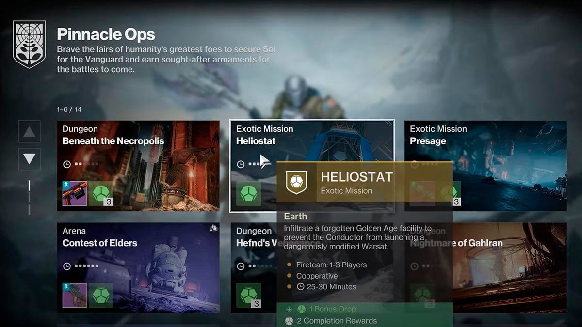 Heliostat Exotic mission in the Portal.
