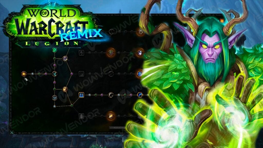 Malfurion Stormrage next to the Artifact Weapon's talent screen.