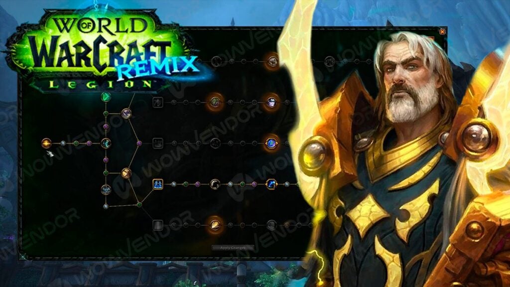 Uther Lightbringer next to the Artifact Weapon's talent screen.