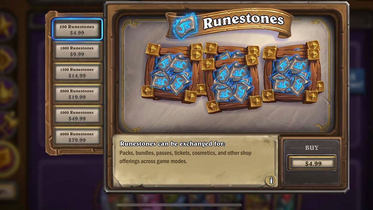 Runestone currency in Hearthstone.