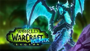 A member of Infinite Dragonflight next Legion Remix logo.