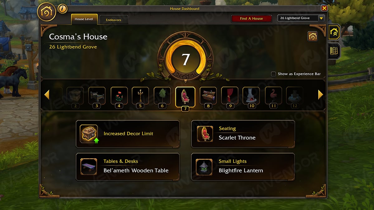 WoW Housing Dashboard interface screenshot.