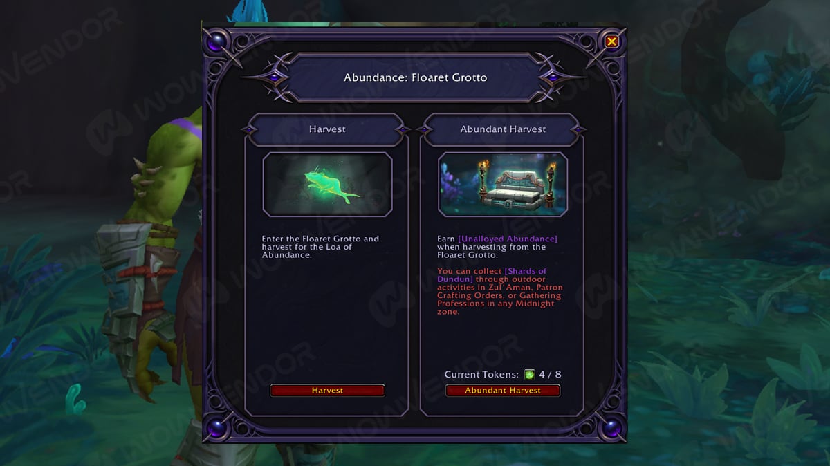 WoW Midnight Abundance event interface.