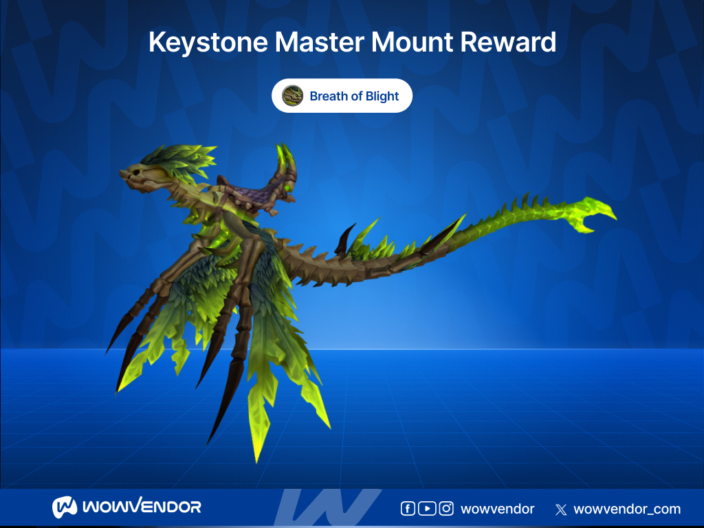Breath of Blight mount reward for Midnight Keystone Master Season 2 in World of Warcraft