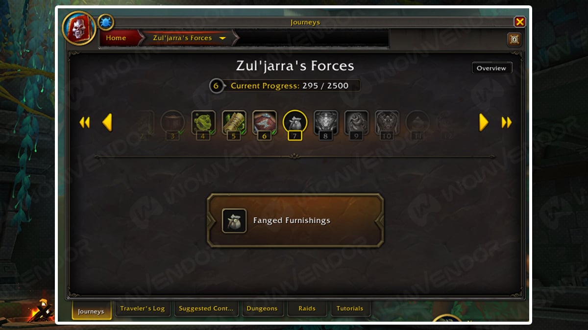 Zul'jarra's Forces renown track overview screenshot.