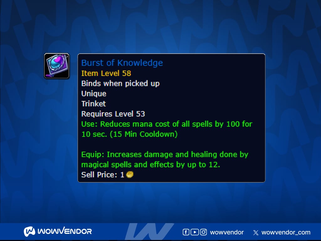 World of Warcraft Forever Burst of Knowledge item