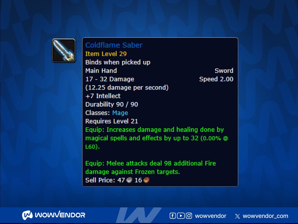 World of Warcraft Forever Coldflame Saber item